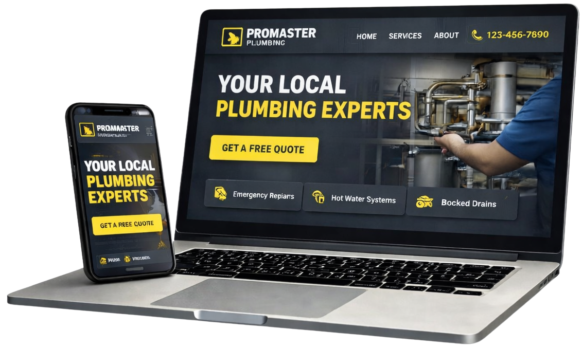 Tradie website on laptop and mobile